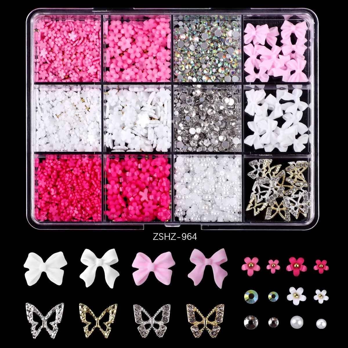 Mixed Acrylic Bowknot 3D Nail Art Decorations