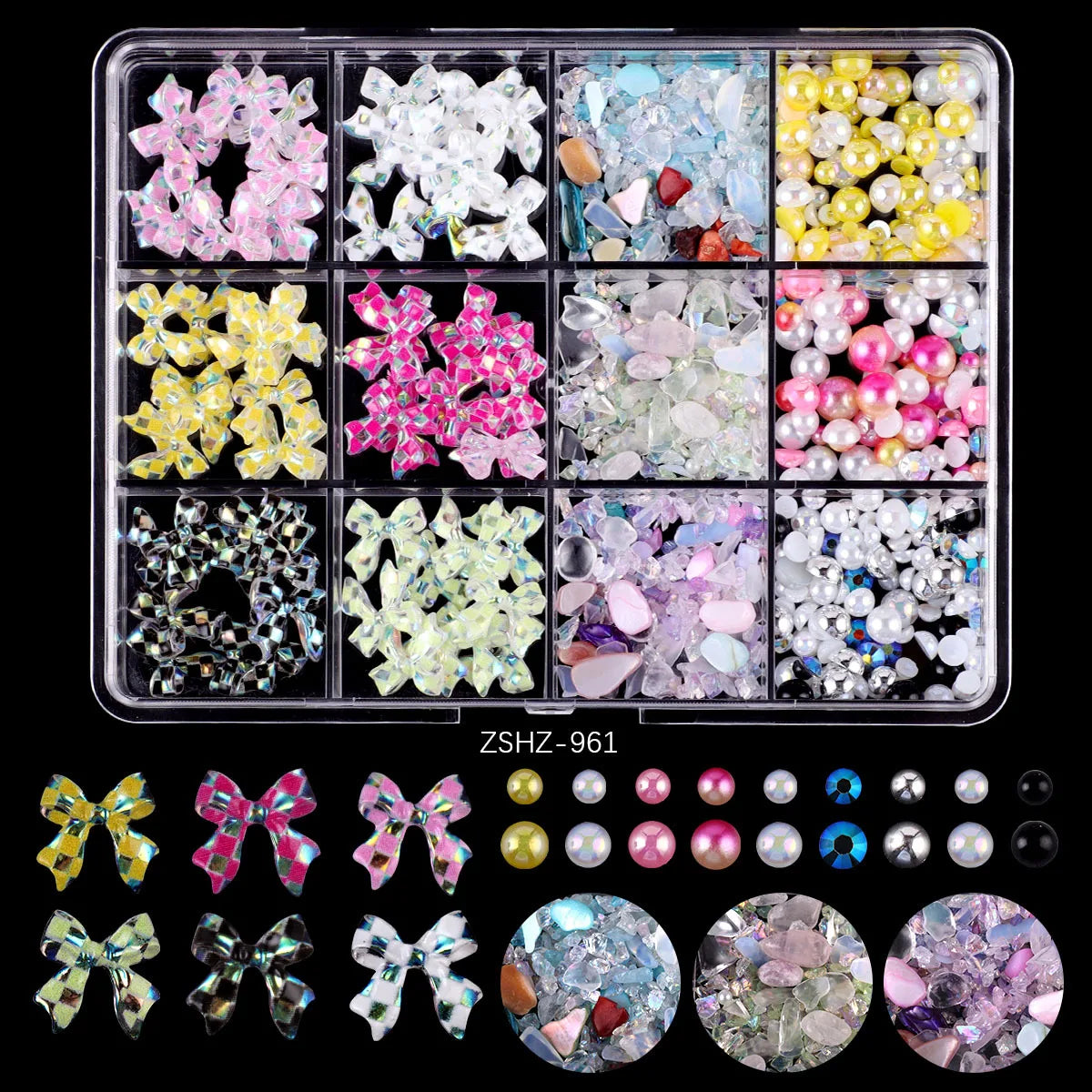 Mixed Acrylic Bowknot 3D Nail Art Decorations