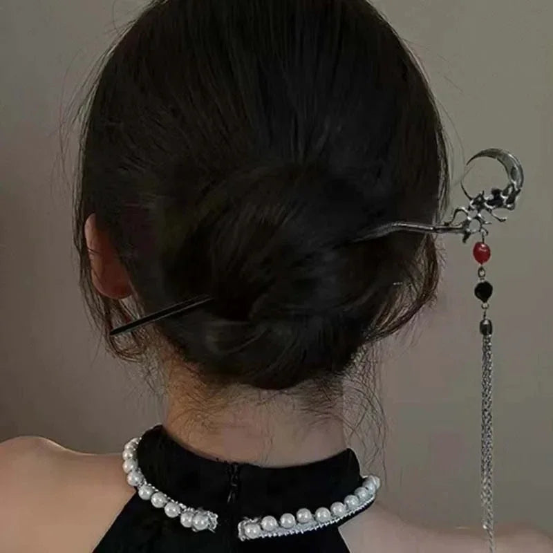 Style Butterfly Flower Tassel Hair Stick for Women