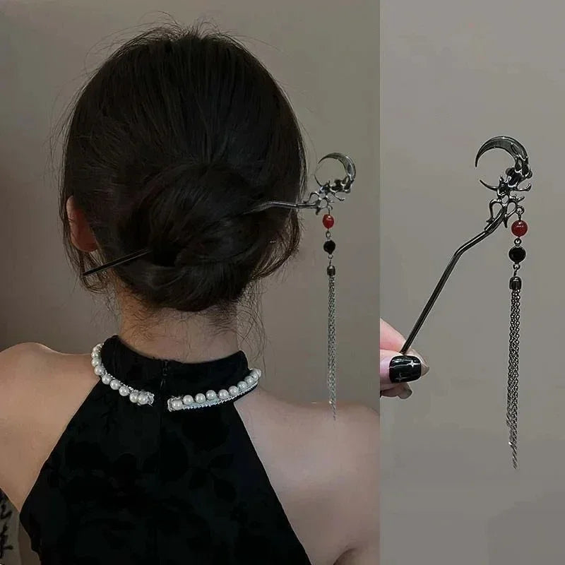 Style Butterfly Flower Tassel Hair Stick for Women