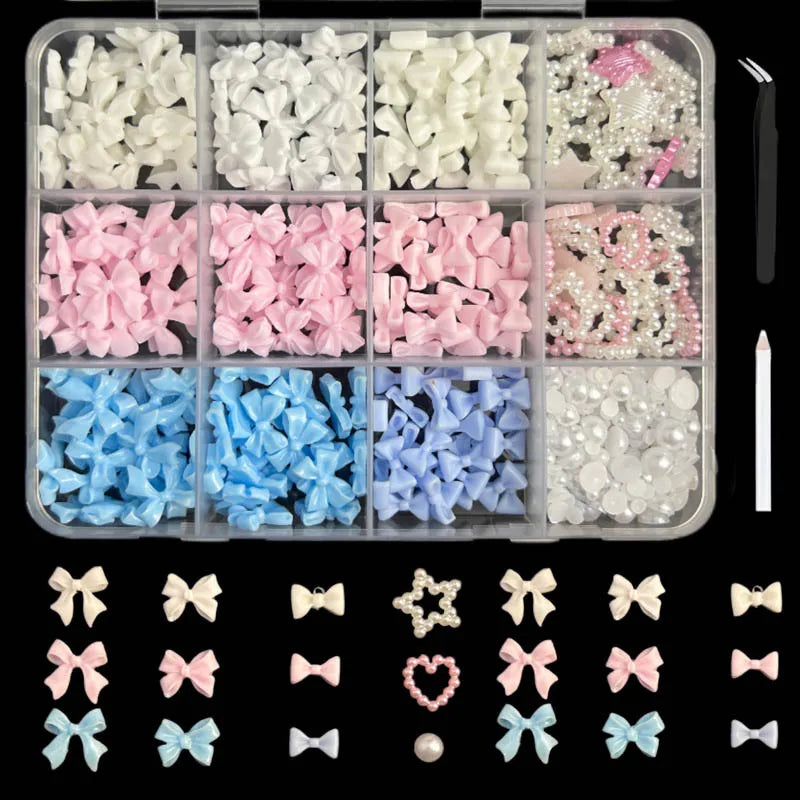 Mixed Acrylic Bowknot 3D Nail Art Decorations