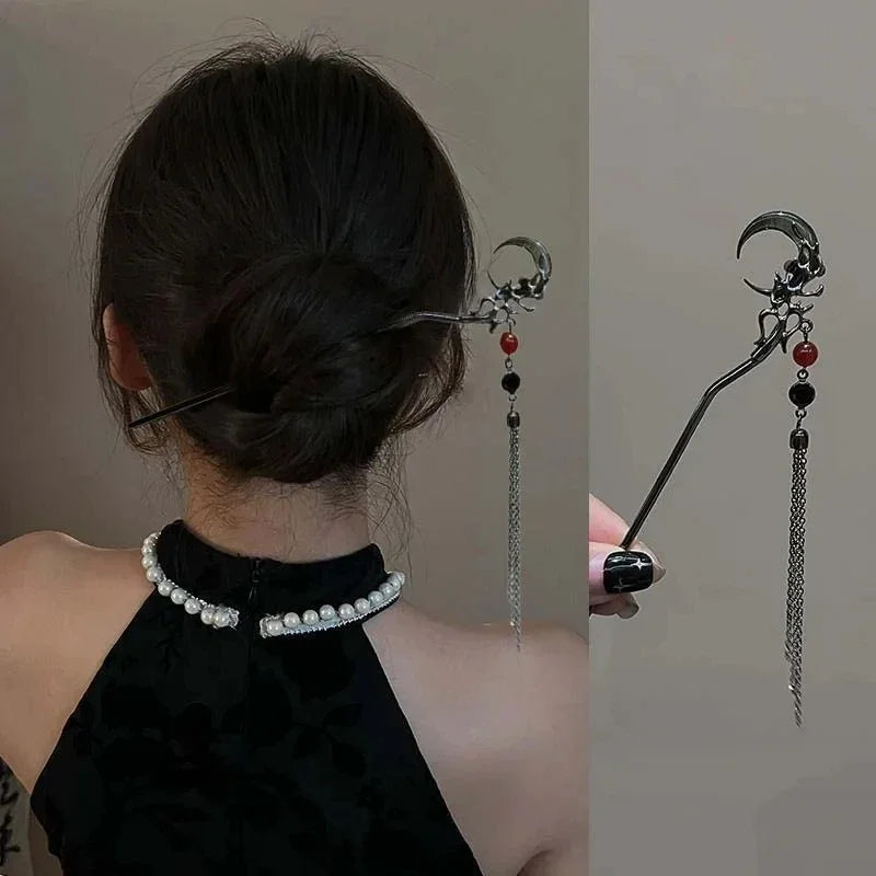 Style Butterfly Flower Tassel Hair Stick for Women