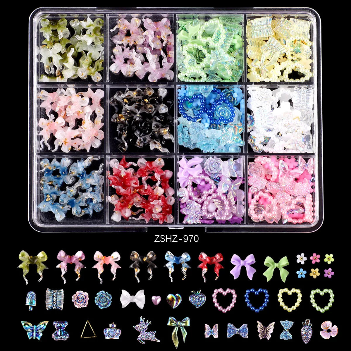 Mixed Acrylic Bowknot 3D Nail Art Decorations