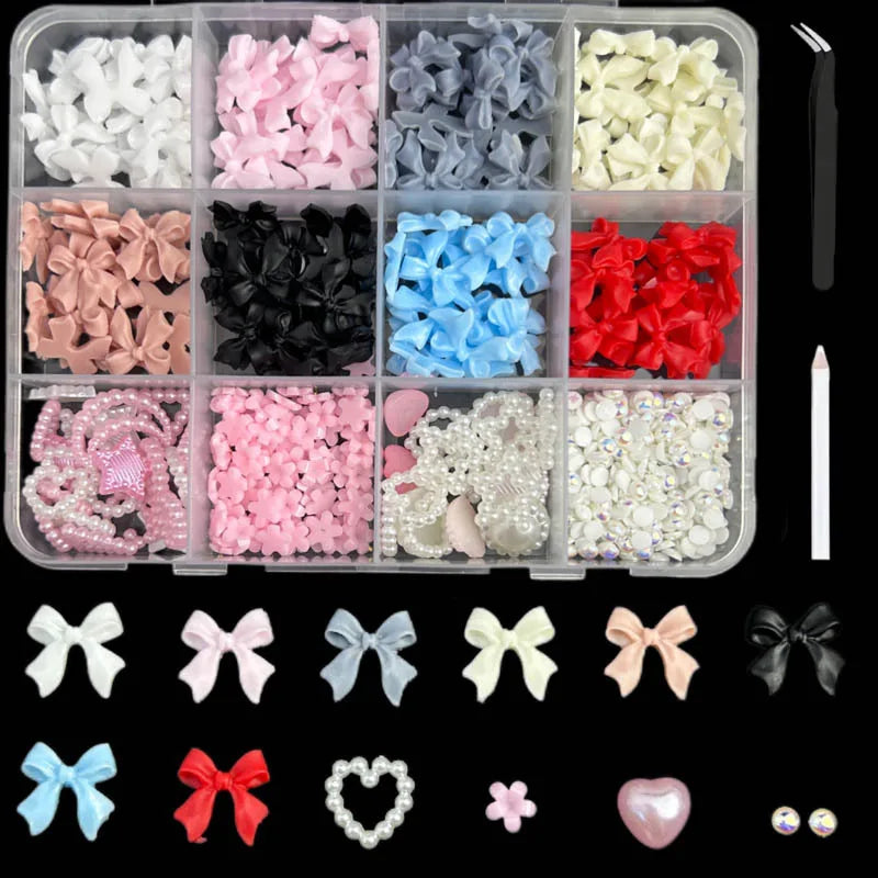 Mixed Acrylic Bowknot 3D Nail Art Decorations