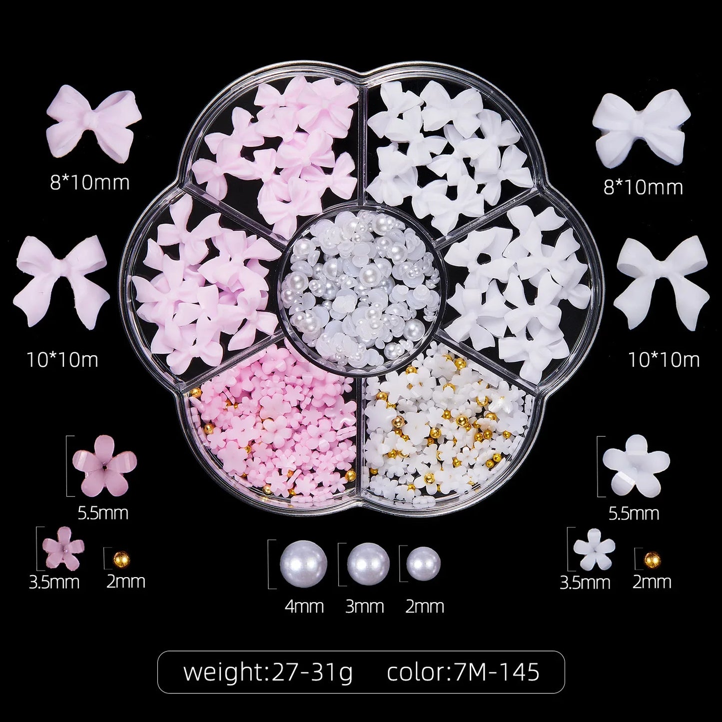 Mixed Acrylic Bowknot 3D Nail Art Decorations
