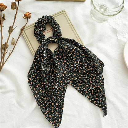 New Fashion Print Bow Scrunchies Hair Ribbon