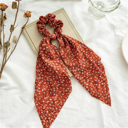 New Fashion Print Bow Scrunchies Hair Ribbon