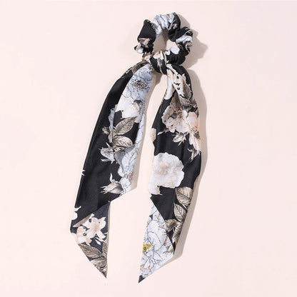 New Fashion Print Bow Scrunchies Hair Ribbon