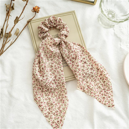 New Fashion Print Bow Scrunchies Hair Ribbon