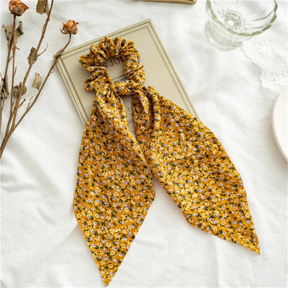 New Fashion Print Bow Scrunchies Hair Ribbon