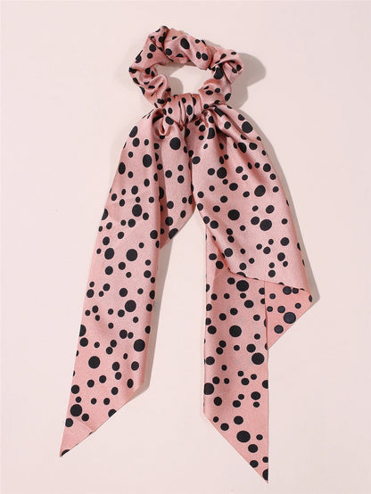 New Fashion Print Bow Scrunchies Hair Ribbon