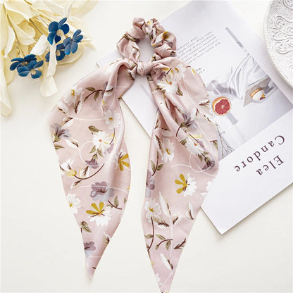 New Fashion Print Bow Scrunchies Hair Ribbon