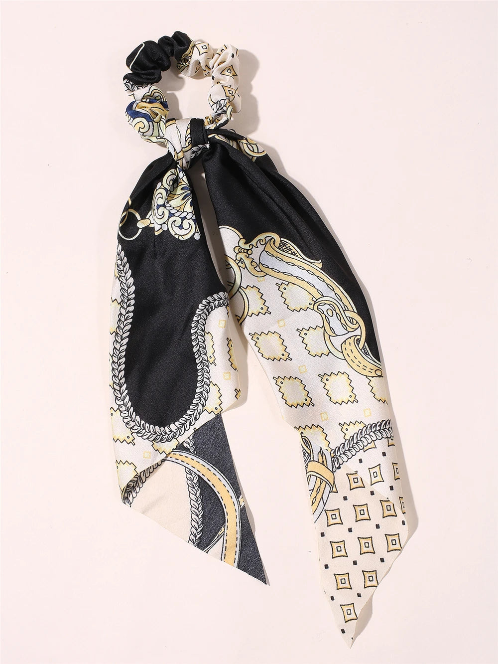New Fashion Print Bow Scrunchies Hair Ribbon