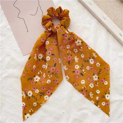 New Fashion Print Bow Scrunchies Hair Ribbon