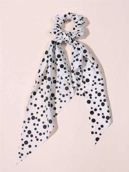 New Fashion Print Bow Scrunchies Hair Ribbon