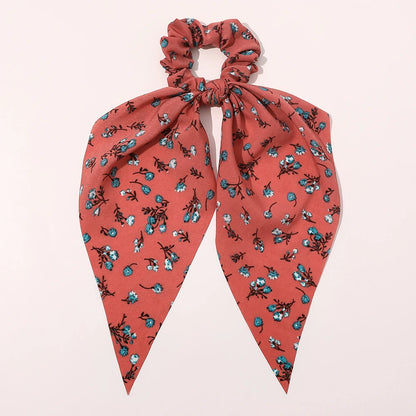 New Fashion Print Bow Scrunchies Hair Ribbon