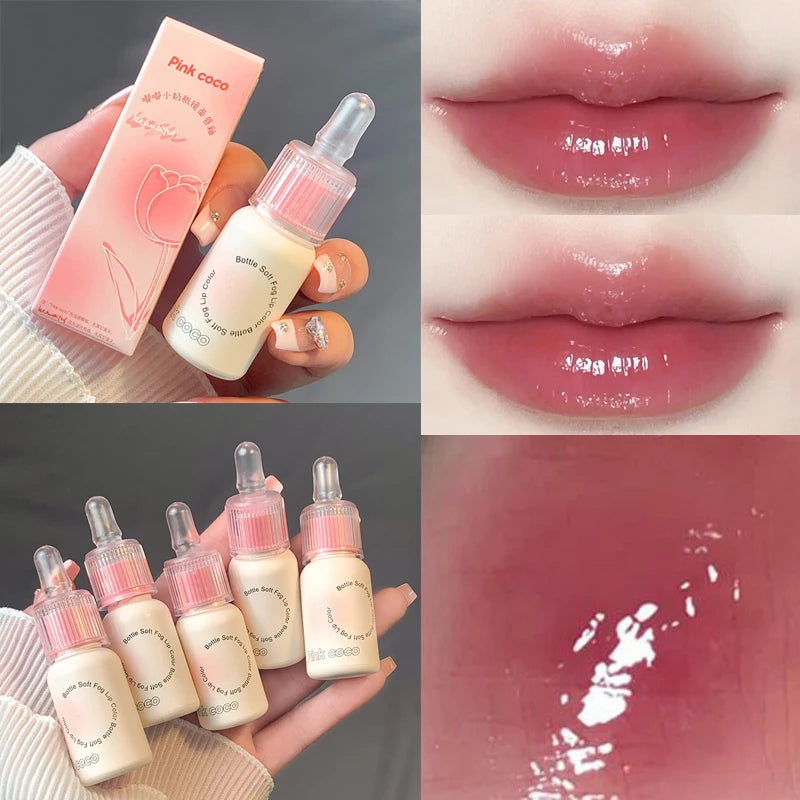 Pink Small Milk Bottle Mirror Face Lip Glaze