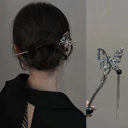Style Butterfly Flower Tassel Hair Stick for Women