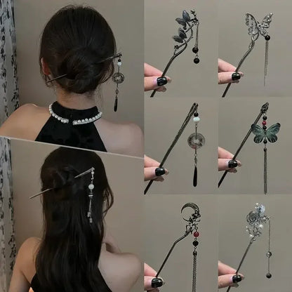 Style Butterfly Flower Tassel Hair Stick for Women