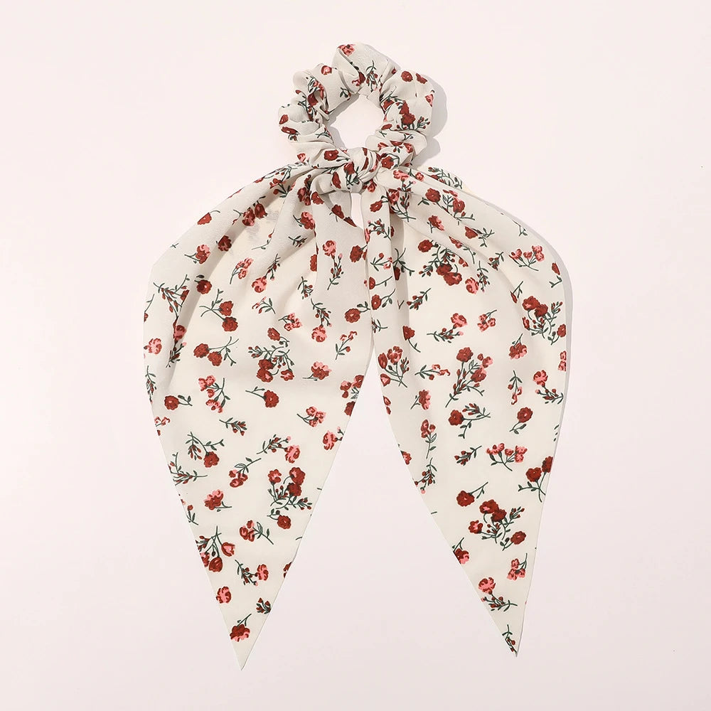 New Fashion Print Bow Scrunchies Hair Ribbon