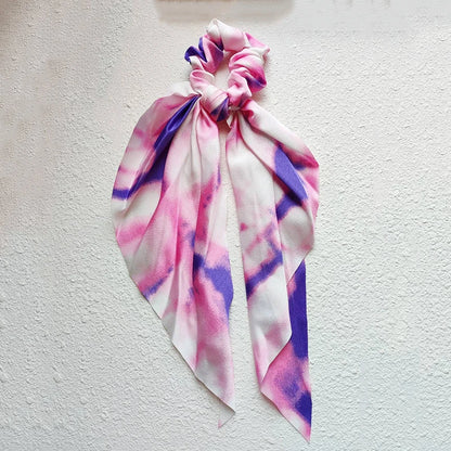 New Fashion Print Bow Scrunchies Hair Ribbon