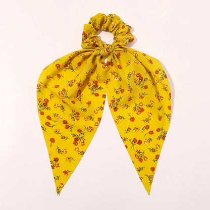 New Fashion Print Bow Scrunchies Hair Ribbon