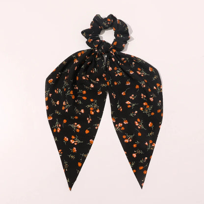 New Fashion Print Bow Scrunchies Hair Ribbon
